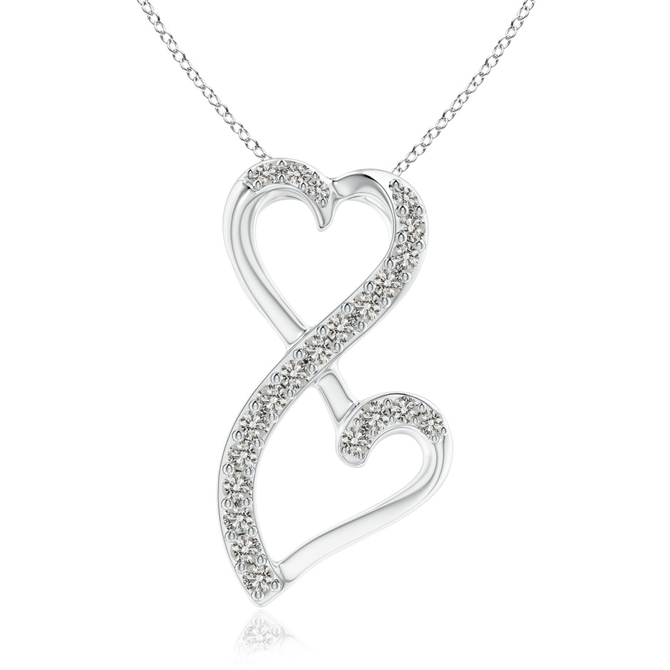 1.2mm KI3 Diamond Double Heart Infinity Pendant in White Gold 