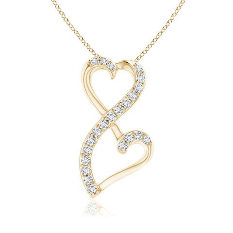 1mm GVS2 Diamond Double Heart Infinity Pendant in 18K Yellow Gold