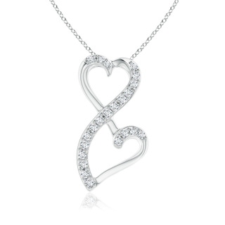 1mm GVS2 Diamond Double Heart Infinity Pendant in White Gold