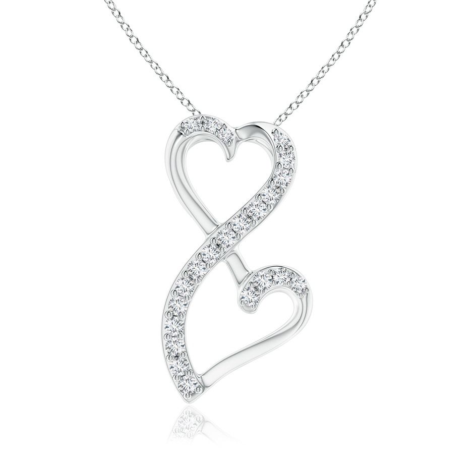 1mm GVS2 Diamond Double Heart Infinity Pendant in White Gold 