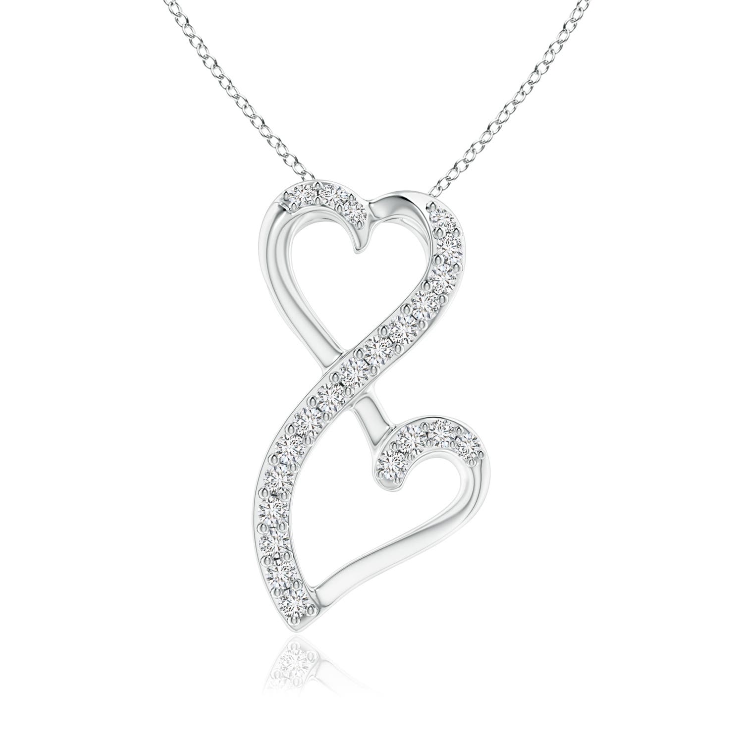 1mm HSI2 Diamond Double Heart Infinity Pendant in 18CT White Gold