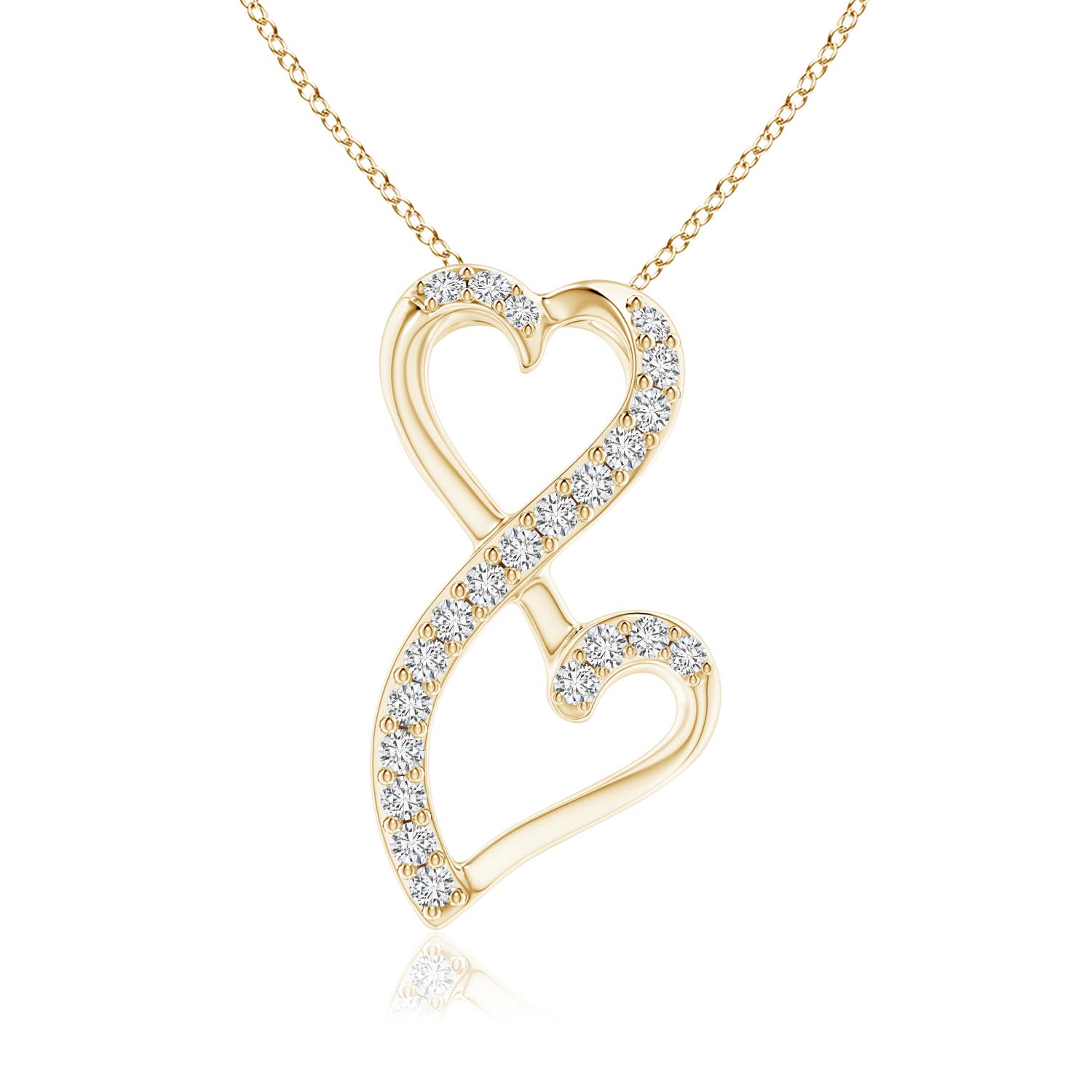 1mm HSI2 Diamond Double Heart Infinity Pendant in 18CT Yellow Gold