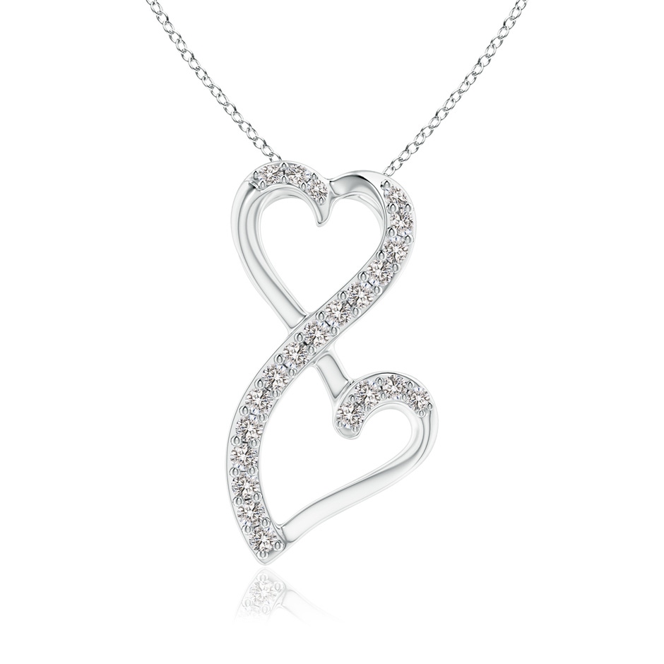 1mm IJI1I2 Diamond Double Heart Infinity Pendant in White Gold 