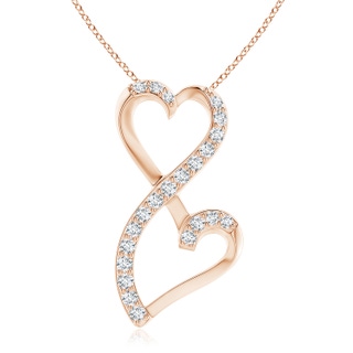 2.25mm GVS2 Diamond Double Heart Infinity Pendant in 18K Rose Gold