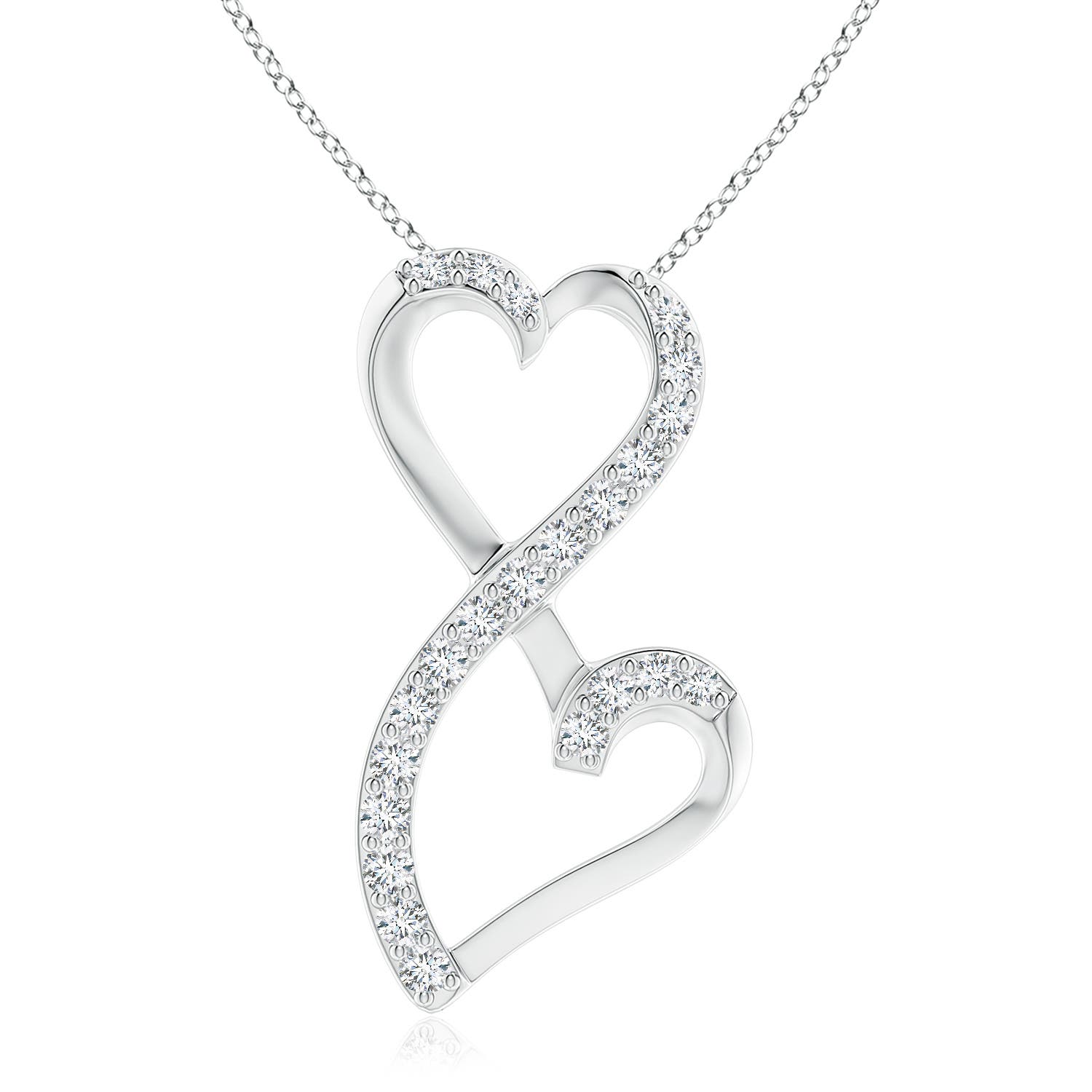 2.25mm GVS2 Diamond Double Heart Infinity Pendant in P950 Platinum