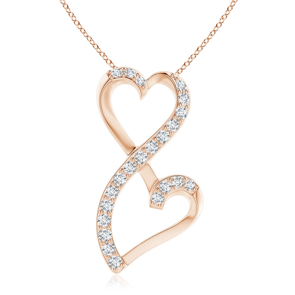 2.25mm GVS2 Diamond Double Heart Infinity Pendant in Rose Gold 