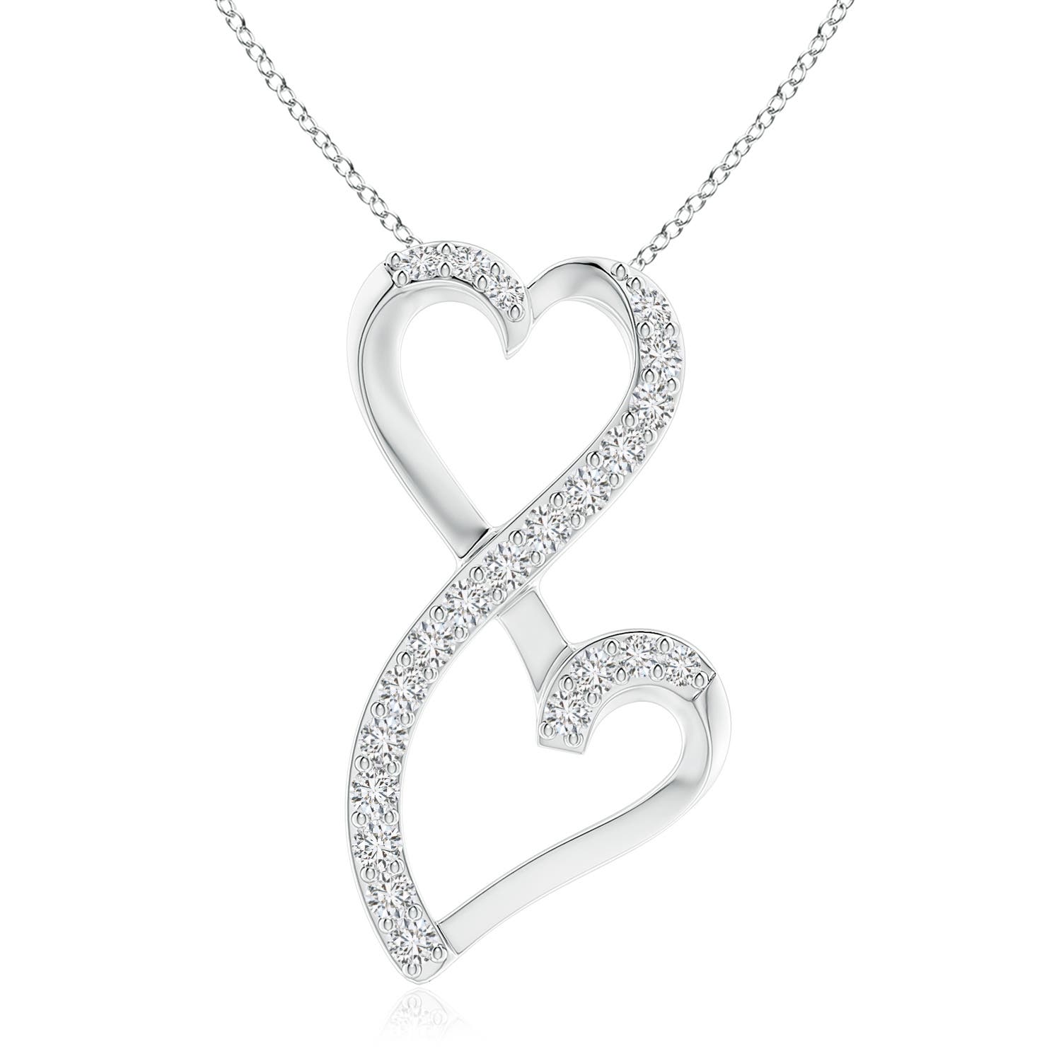 2.25mm HSI2 Diamond Double Heart Infinity Pendant in 18CT White Gold