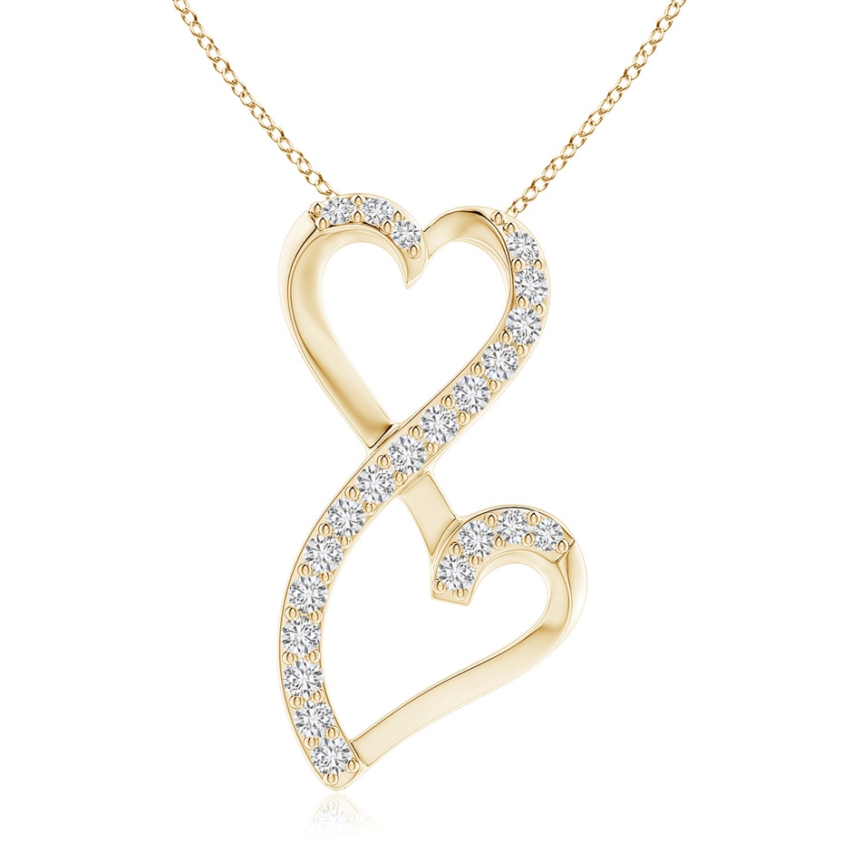 2.25mm HSI2 Diamond Double Heart Infinity Pendant in Yellow Gold 