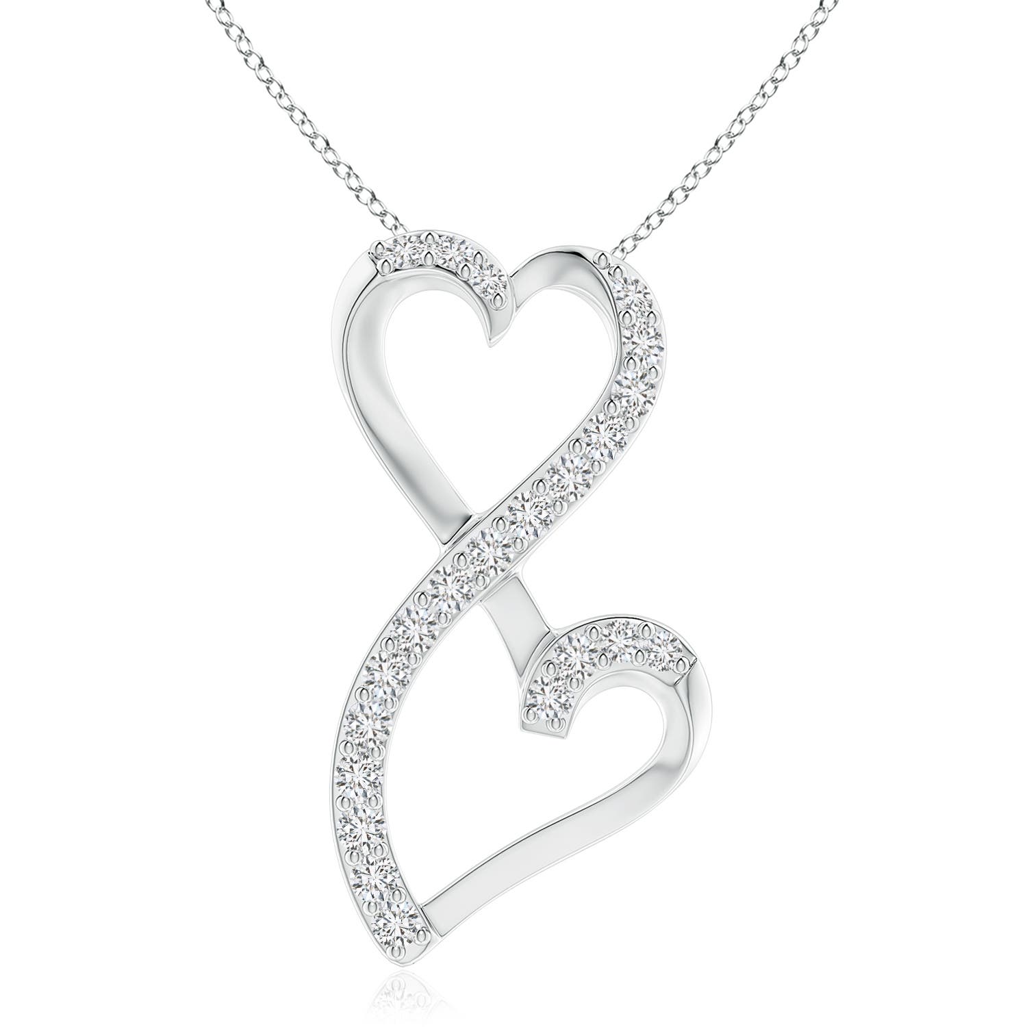 2.6mm HSI2 Diamond Double Heart Infinity Pendant in 18CT White Gold