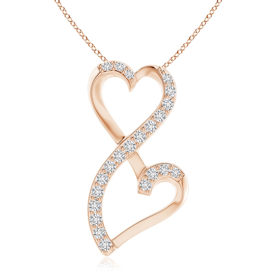 2.6mm HSI2 Diamond Double Heart Infinity Pendant in Rose Gold 