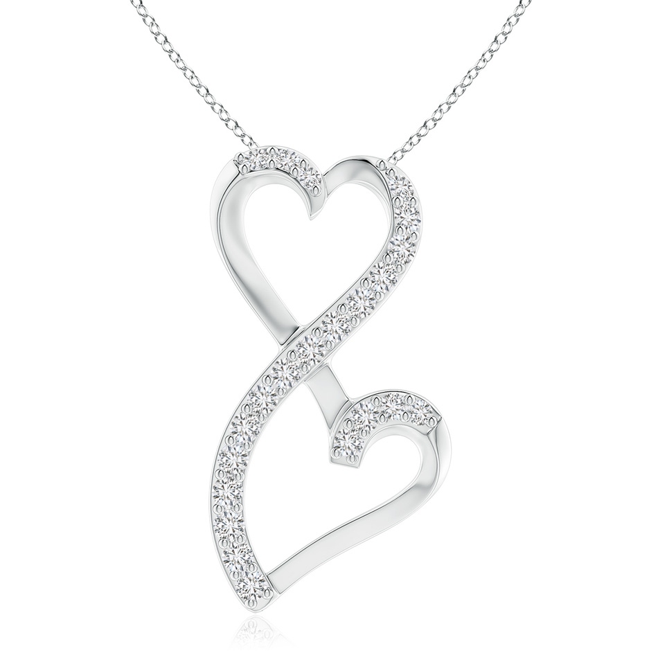 2.6mm HSI2 Diamond Double Heart Infinity Pendant in White Gold 