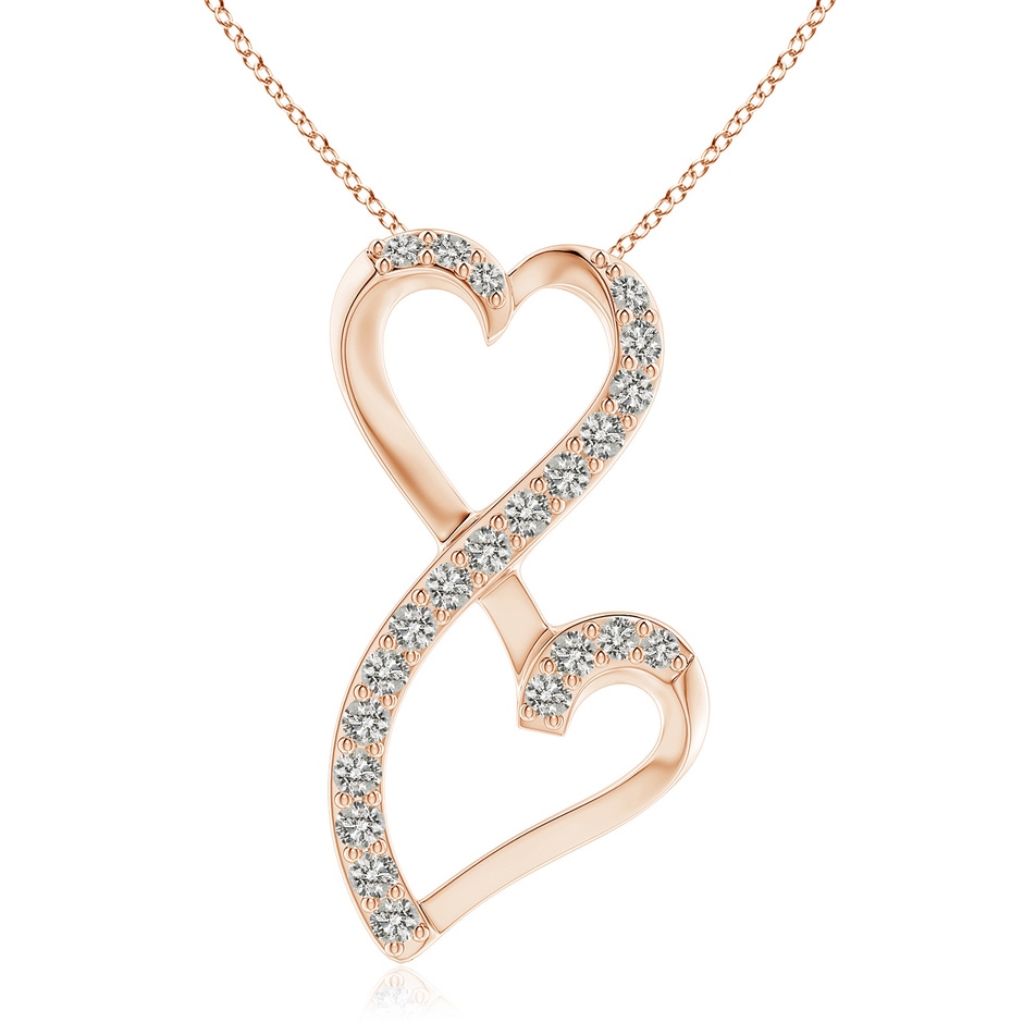2.6mm KI3 Diamond Double Heart Infinity Pendant in Rose Gold 