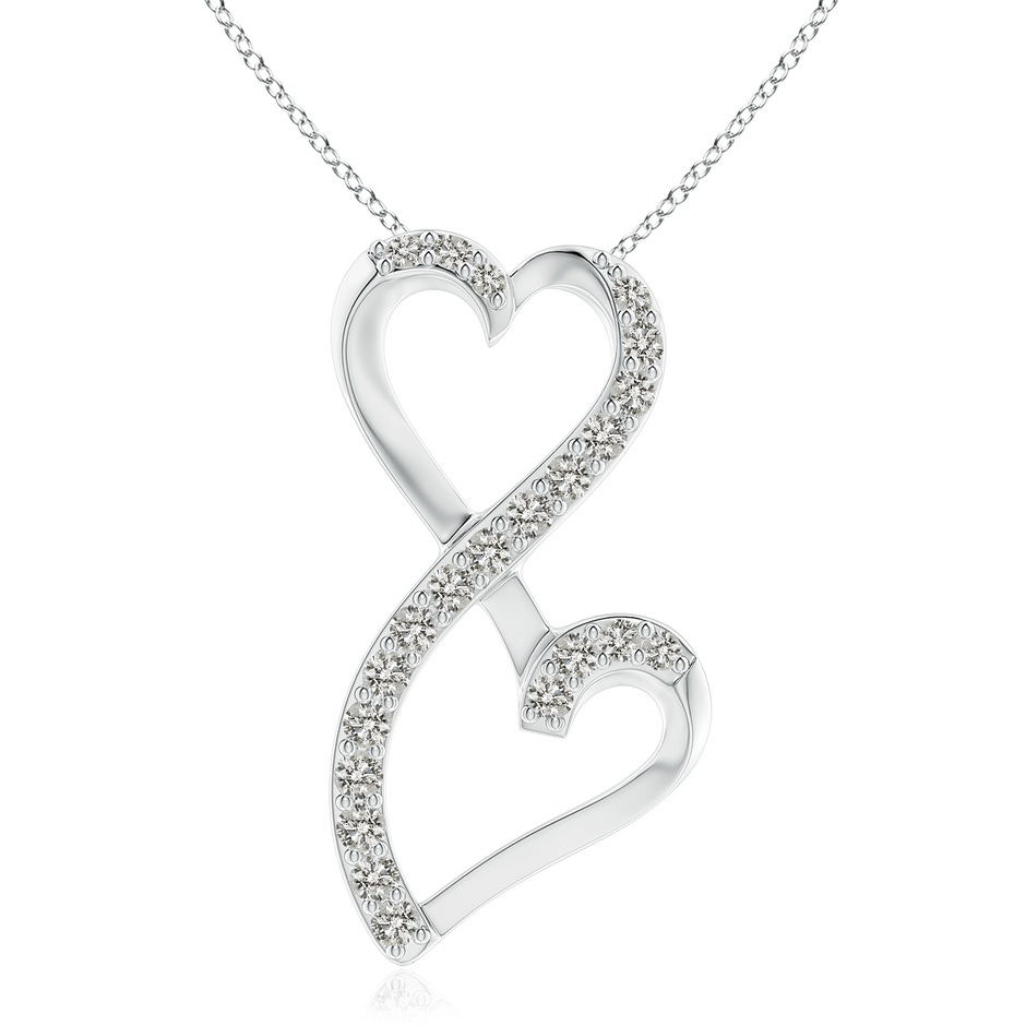 2.6mm KI3 Diamond Double Heart Infinity Pendant in White Gold 