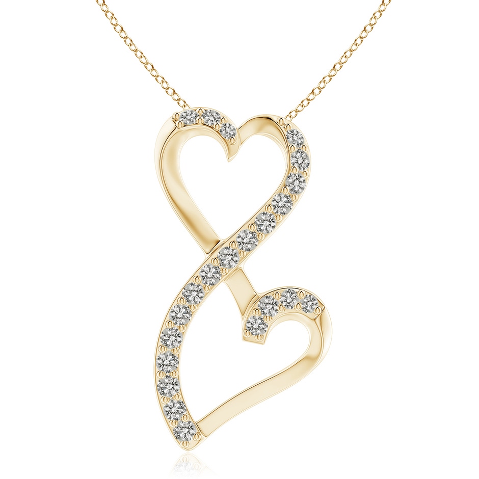 2.6mm KI3 Diamond Double Heart Infinity Pendant in Yellow Gold 