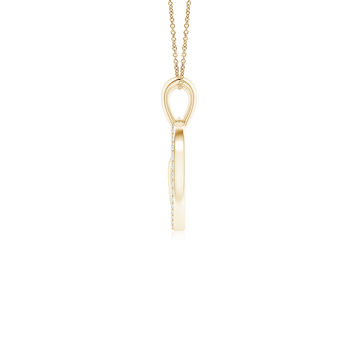2.5mm GVS2 Diamond Heart & Baby Feet Pendant in 18K Yellow Gold