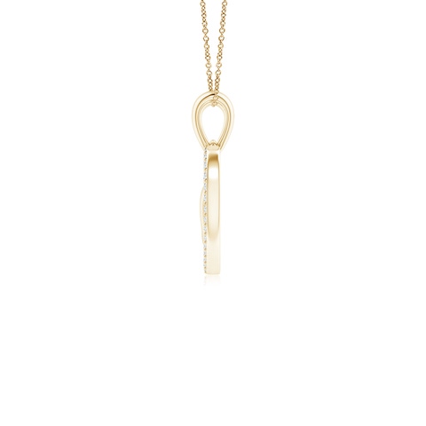 2.5mm GVS2 Diamond Heart & Baby Feet Pendant in 18K Yellow Gold