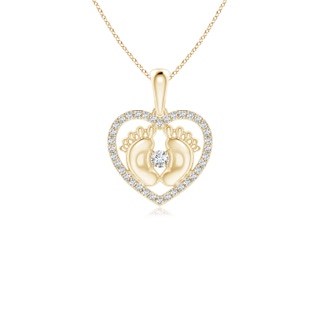 2.5mm GVS2 Diamond Heart & Baby Feet Pendant in Yellow Gold