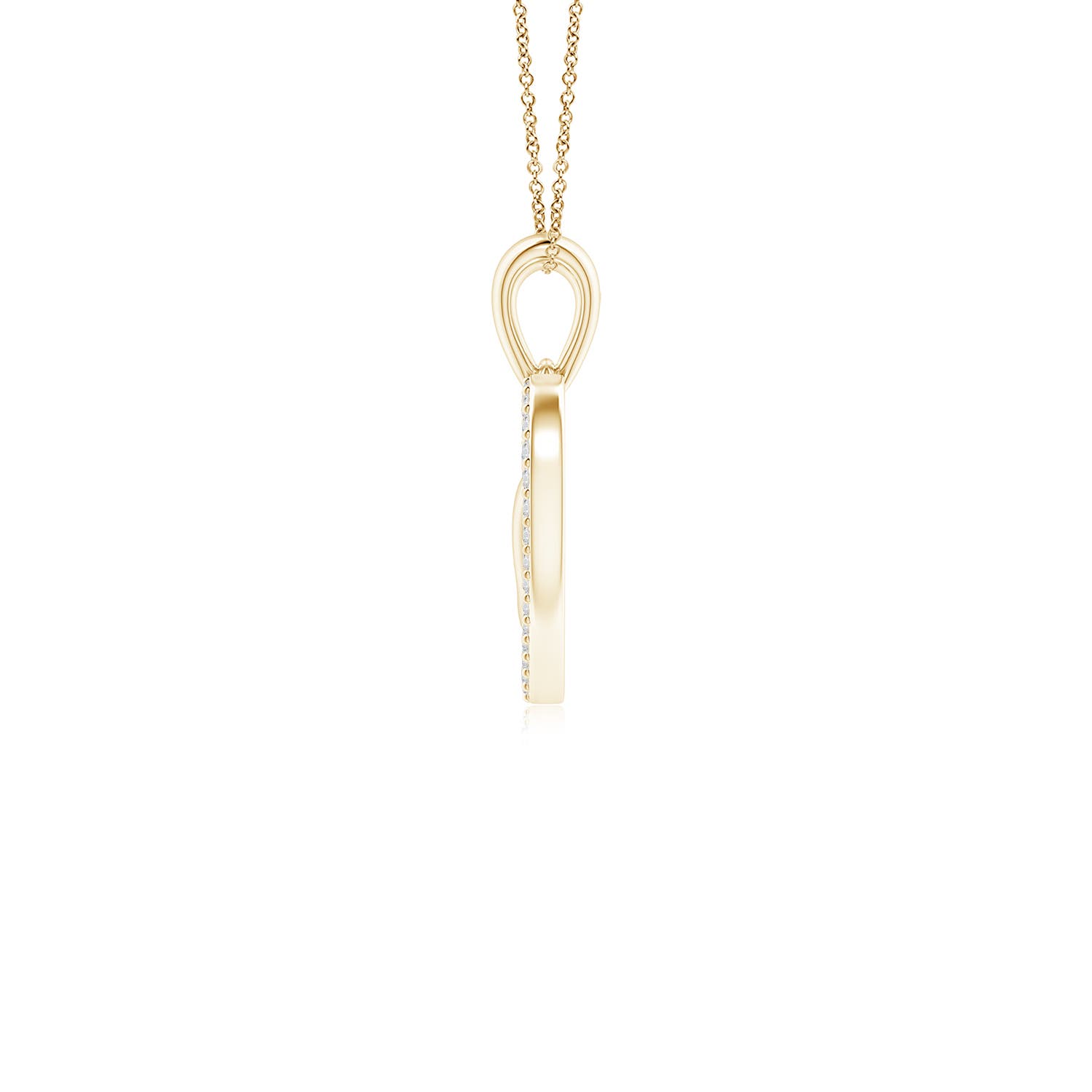 2.5mm HSI2 Diamond Heart & Baby Feet Pendant in 18K Yellow Gold