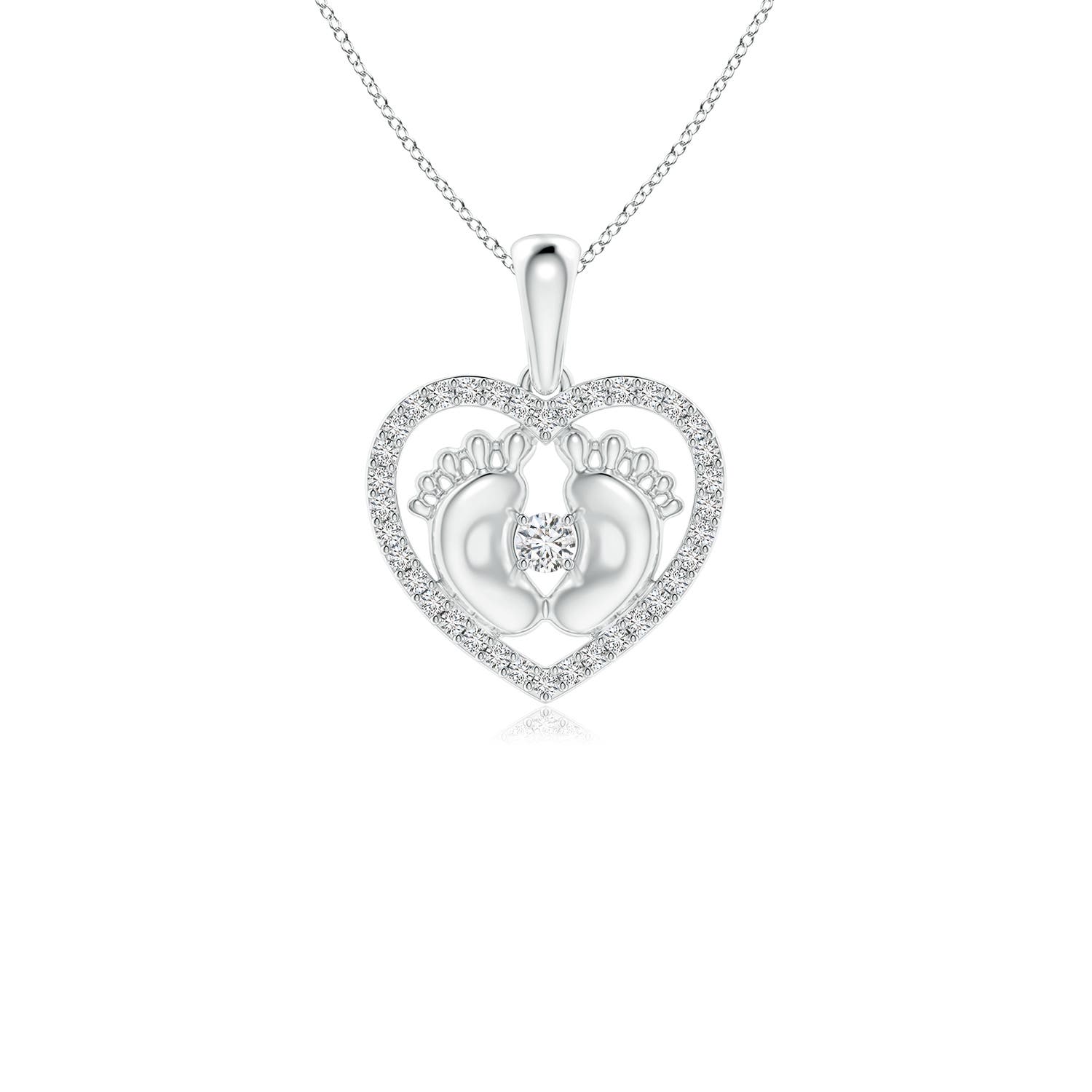 2.5mm HSI2 Diamond Heart & Baby Feet Pendant in P950 Platinum
