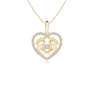 2.5mm HSI2 Diamond Heart & Baby Feet Pendant in Yellow Gold