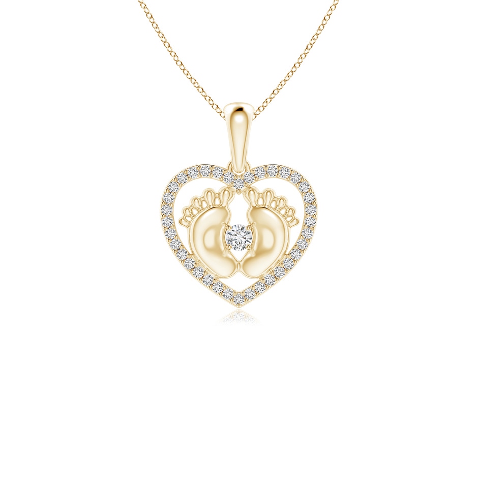 2.5mm HSI2 Diamond Heart & Baby Feet Pendant in Yellow Gold 