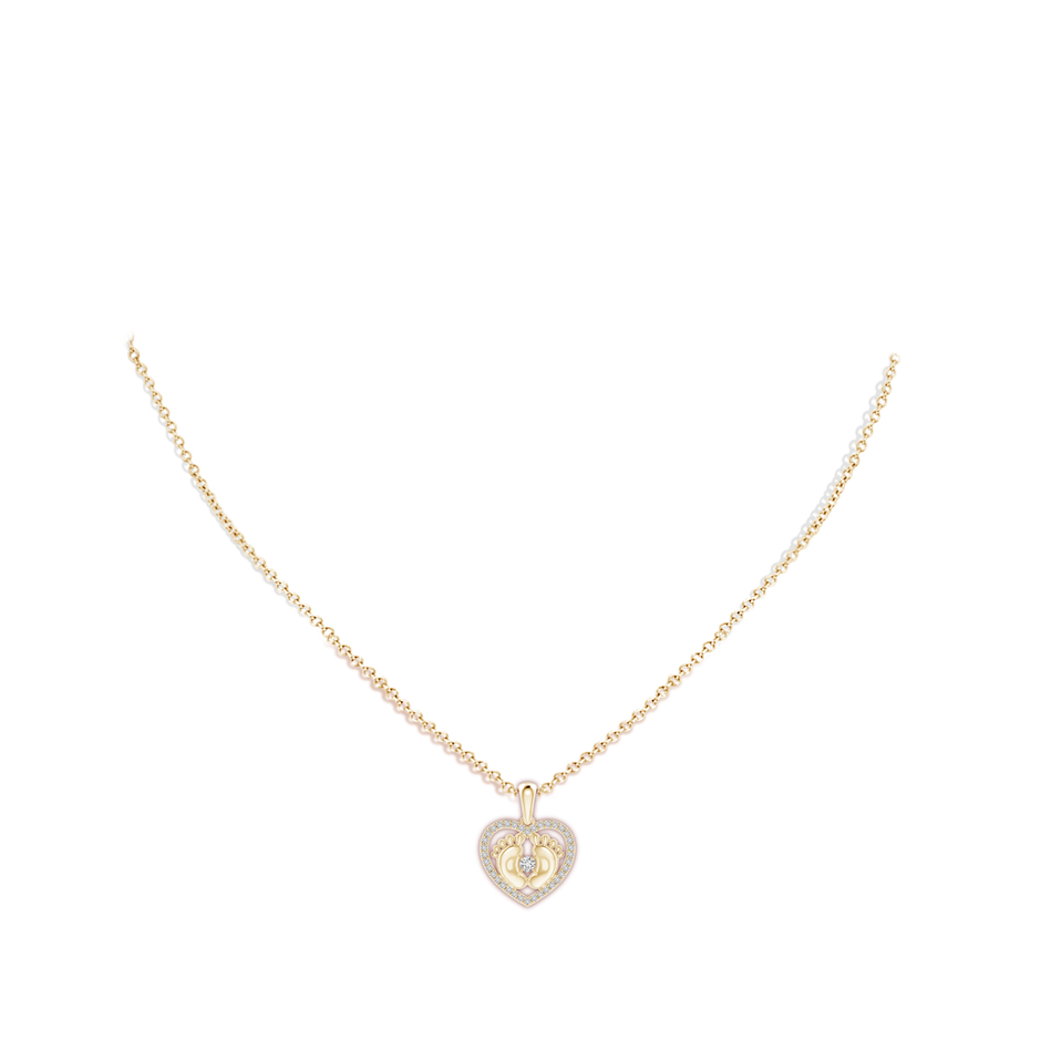 2.5mm HSI2 Diamond Heart & Baby Feet Pendant in Yellow Gold pen