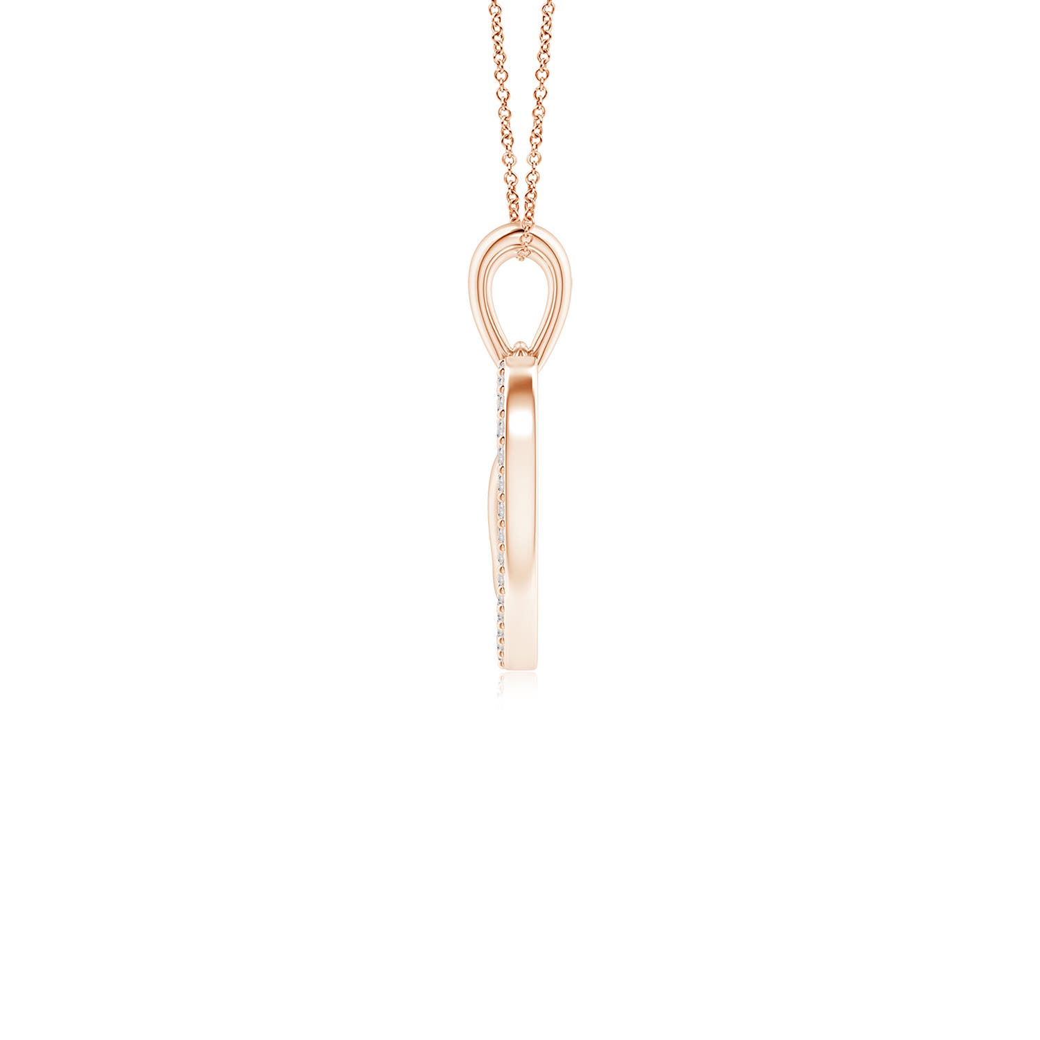 2.5mm IJI1I2 Diamond Heart & Baby Feet Pendant in 18K Rose Gold