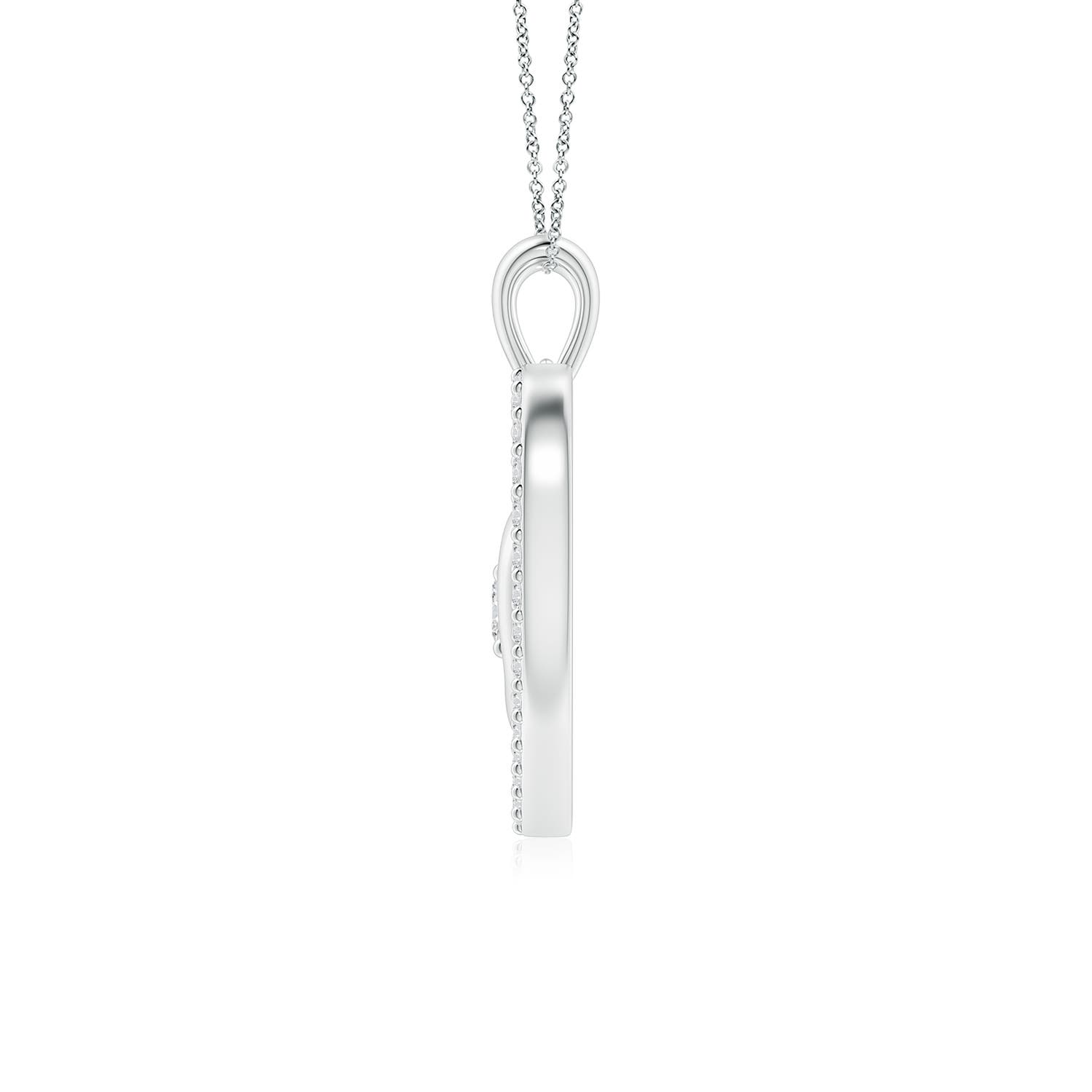 4.3mm HSI2 Diamond Heart & Baby Feet Pendant in 18K White Gold