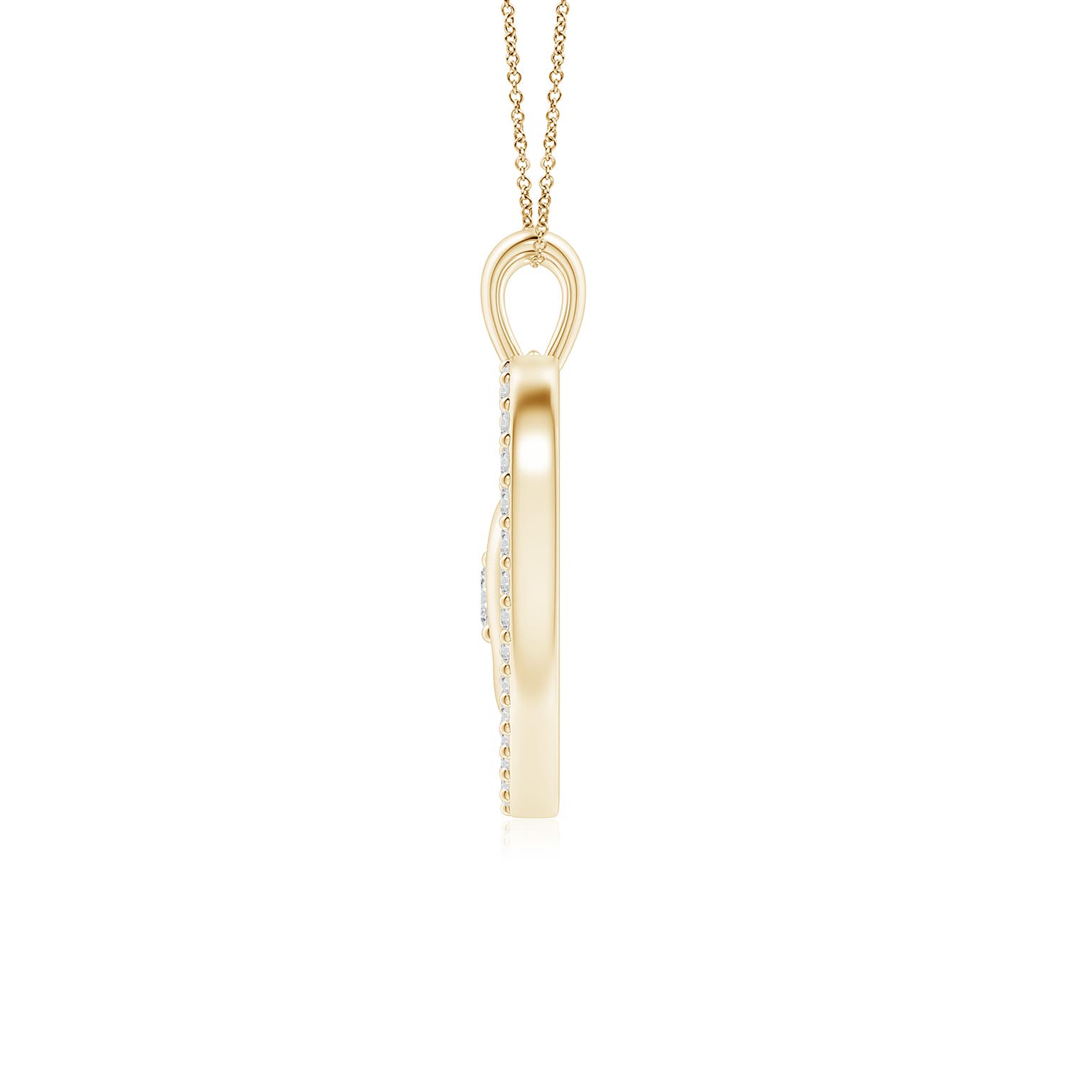 4.3mm HSI2 Diamond Heart & Baby Feet Pendant in 18K Yellow Gold
