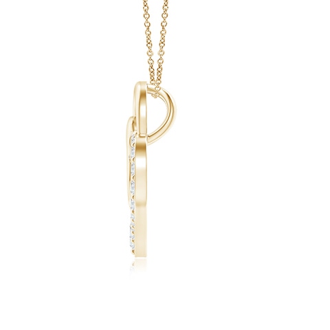 1.5mm GVS2 Diamond Heart Mother & Baby Pendant in 18K Yellow Gold