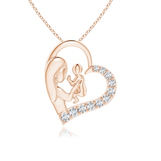 1.5mm GVS2 Diamond Heart Mother & Baby Pendant in 9K Rose Gold