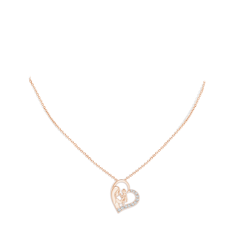 1.5mm GVS2 Diamond Heart Mother & Baby Pendant in 9K Rose Gold pen