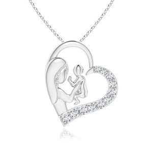 1.5mm GVS2 Diamond Heart Mother & Baby Pendant in P950 Platinum