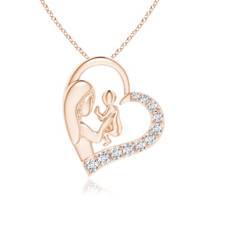1.5mm GVS2 Diamond Heart Mother & Baby Pendant in Rose Gold