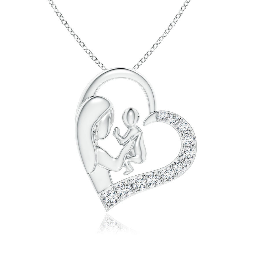 1.5mm GVS2 Diamond Heart Mother & Baby Pendant in White Gold 