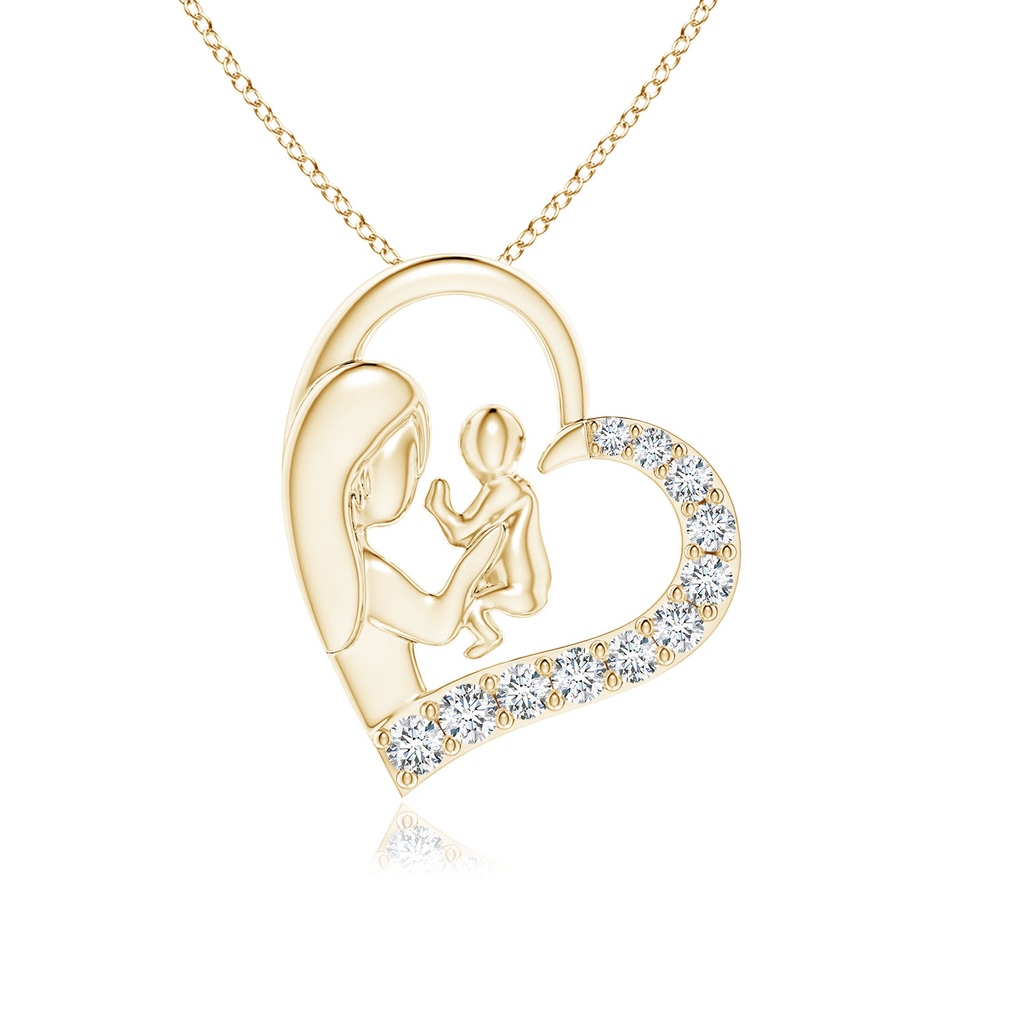 1.5mm GVS2 Diamond Heart Mother & Baby Pendant in Yellow Gold