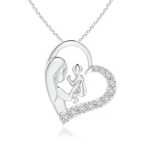 1.5mm HSI2 Diamond Heart Mother & Baby Pendant in White Gold