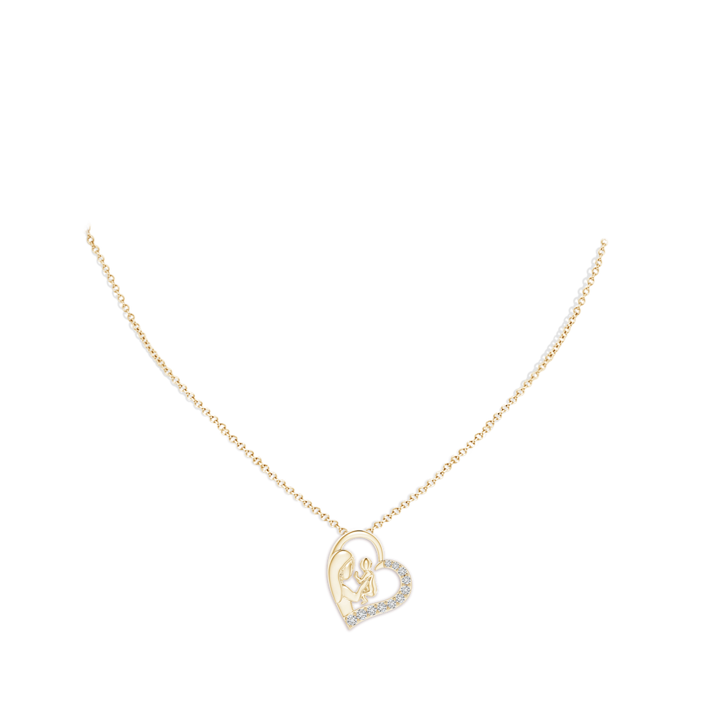 1.5mm HSI2 Diamond Heart Mother & Baby Pendant in Yellow Gold pen