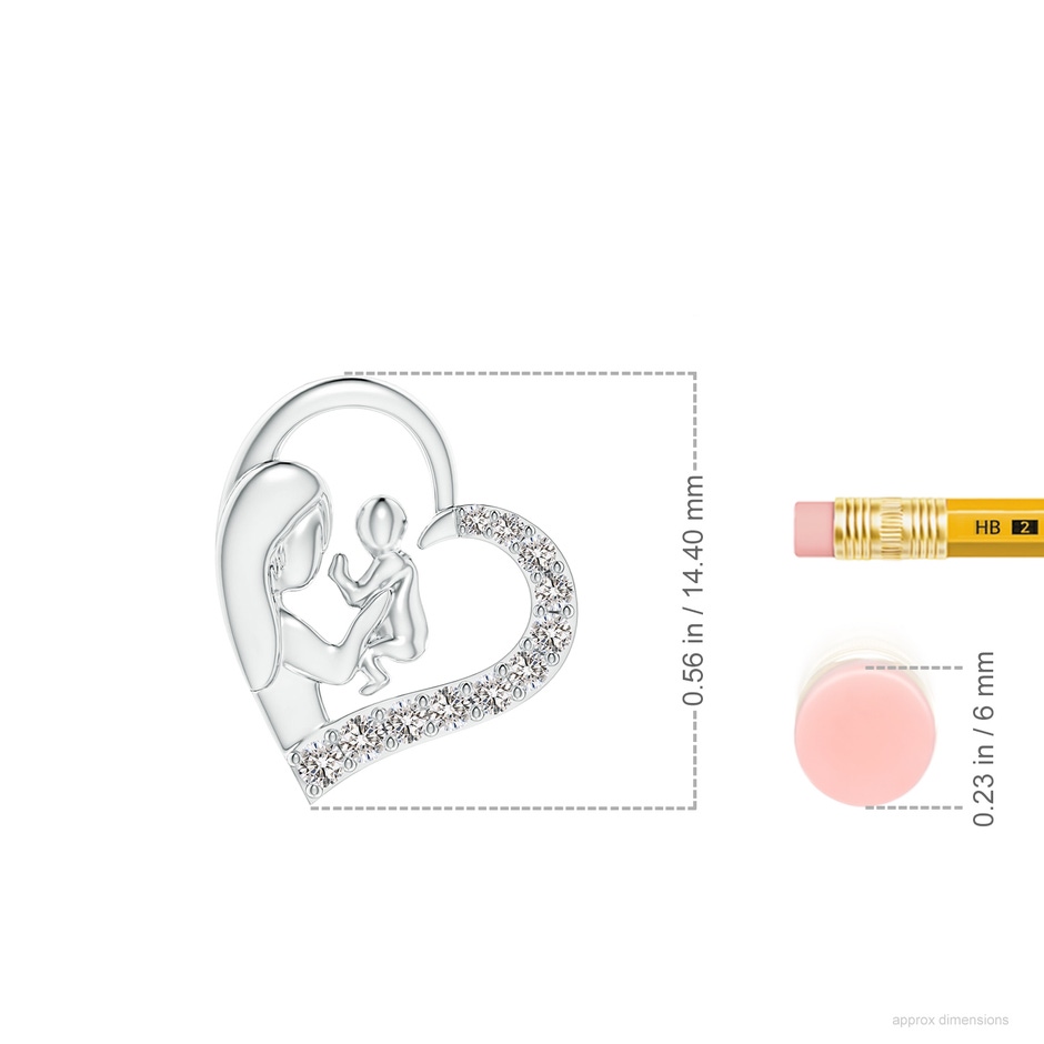 1.5mm IJI1I2 Diamond Heart Mother & Baby Pendant in P950 Platinum ruler