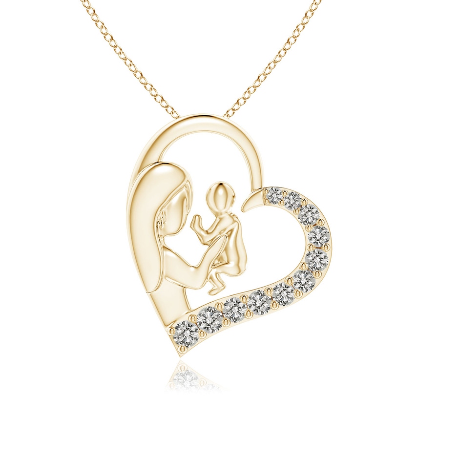 1.5mm KI3 Diamond Heart Mother & Baby Pendant in 10K Yellow Gold 