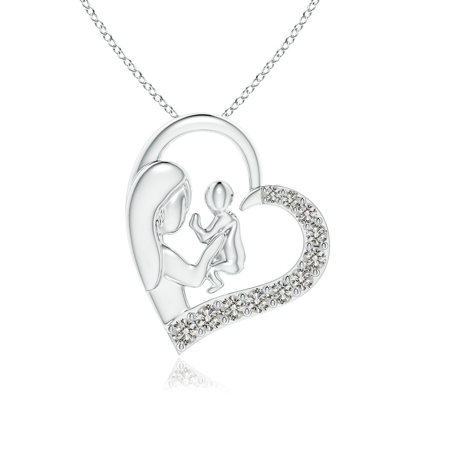 1.5mm KI3 Diamond Heart Mother & Baby Pendant in 18K White Gold 