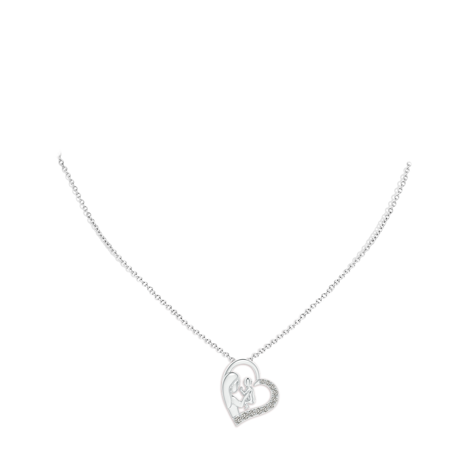 1.5mm KI3 Diamond Heart Mother & Baby Pendant in 18K White Gold pen