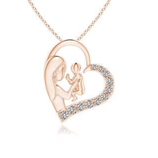 1.5mm KI3 Diamond Heart Mother & Baby Pendant in 9K Rose Gold