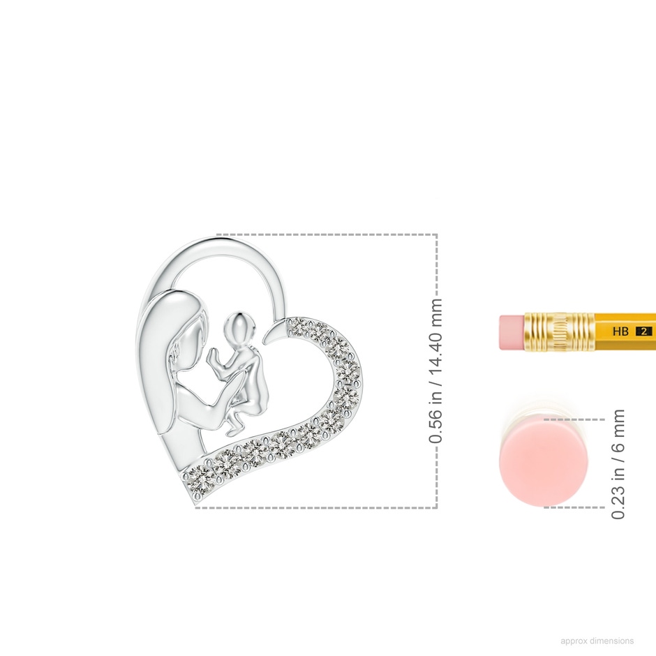 1.5mm KI3 Diamond Heart Mother & Baby Pendant in P950 Platinum ruler