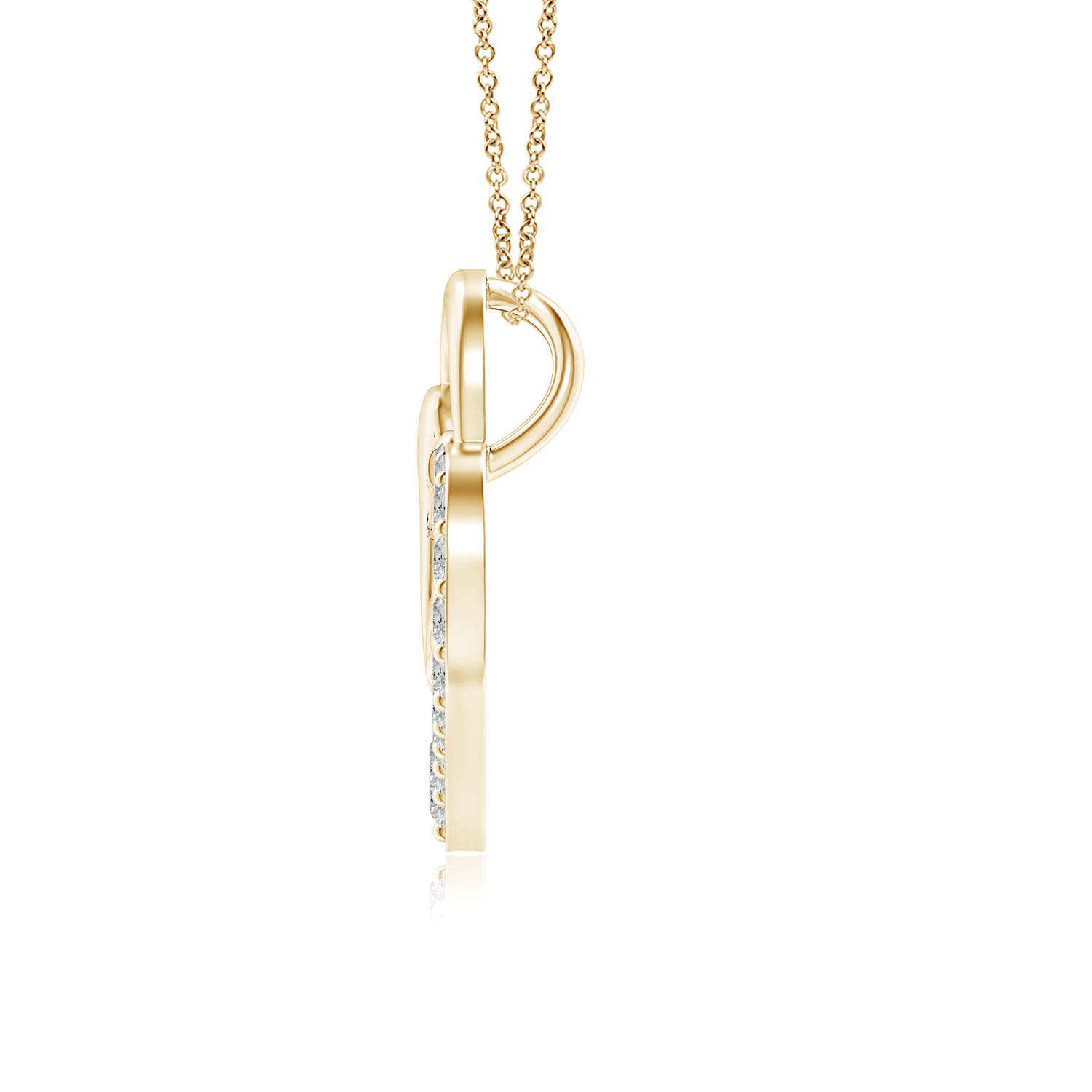 1.5mm KI3 Diamond Heart Mother & Baby Pendant in Yellow Gold