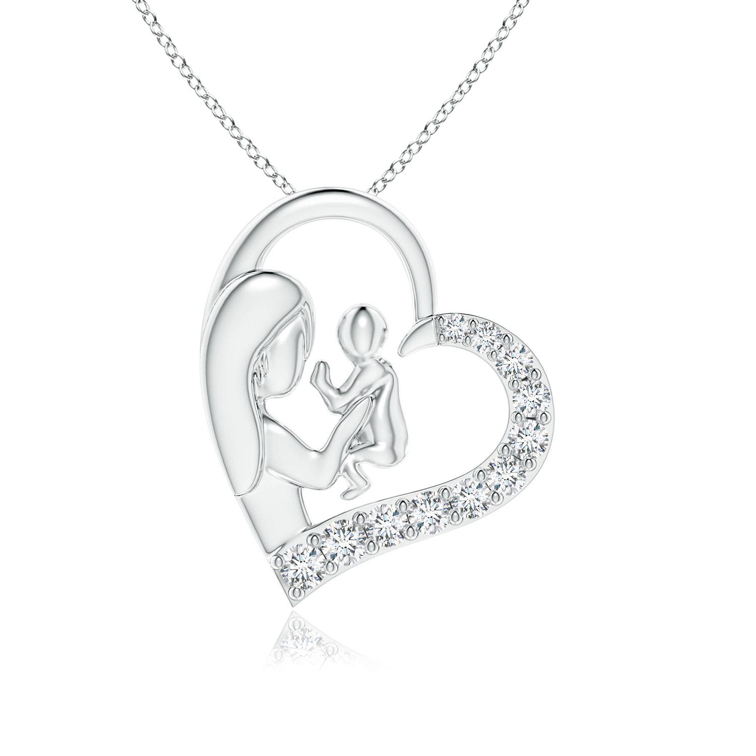 Diamond Heart Mother & Baby Pendant