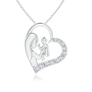 1.75mm GVS2 Diamond Heart Mother & Baby Pendant in 18K White Gold