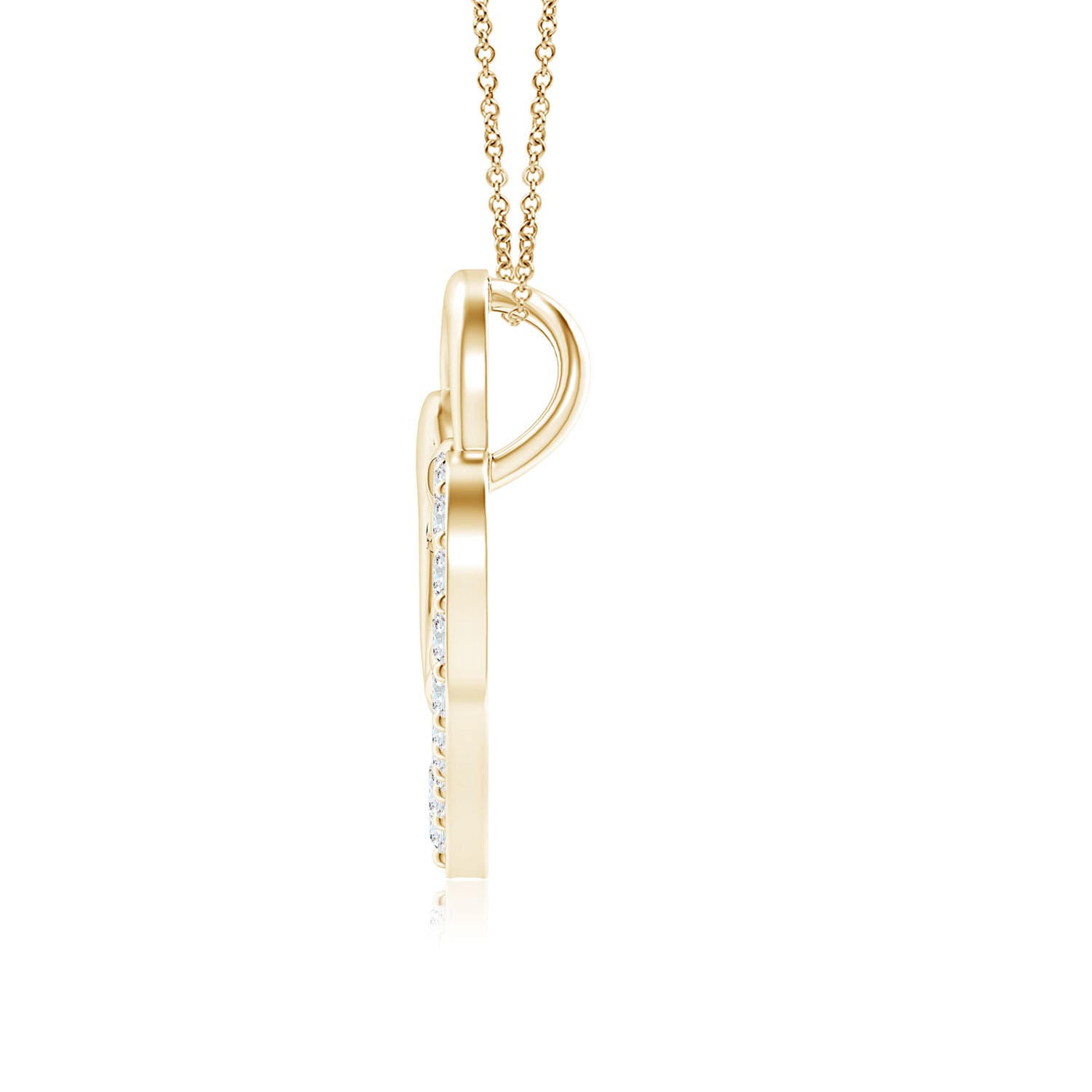 1.75mm GVS2 Diamond Heart Mother & Baby Pendant in 18K Yellow Gold