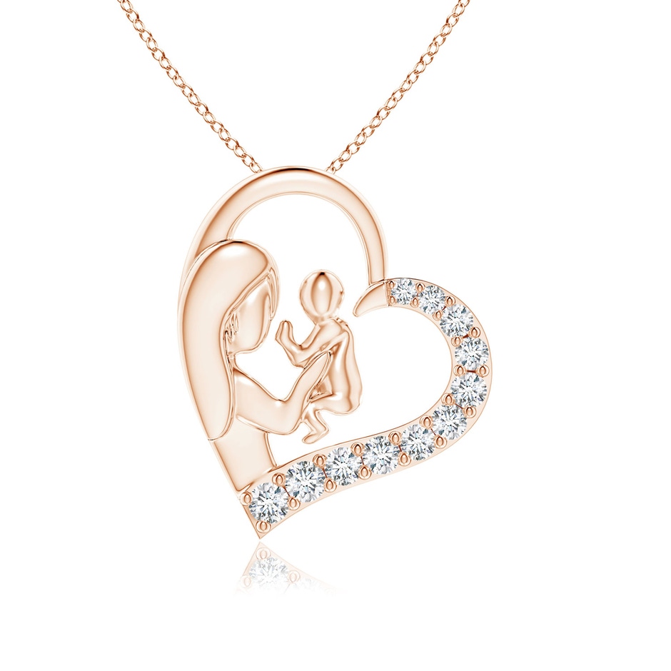 1.75mm GVS2 Diamond Heart Mother & Baby Pendant in Rose Gold 