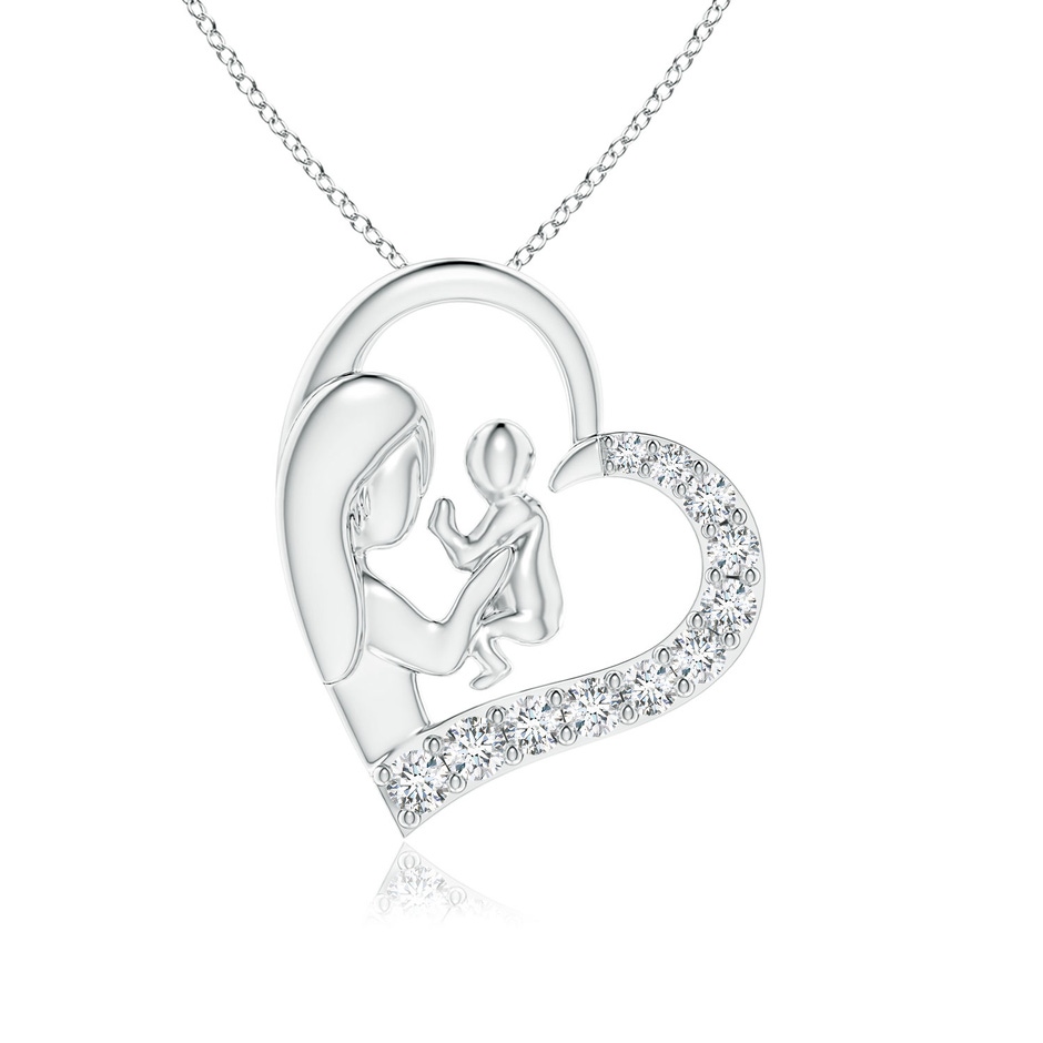 1.75mm GVS2 Diamond Heart Mother & Baby Pendant in White Gold 